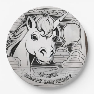 Assiettes En Carton Plaque papier d'anniversaire de la licorne couleur