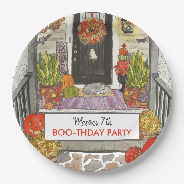 Assiettes En Carton Plaque papier d'anniversaire d'Halloween (Devant)