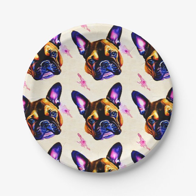 Assiettes En Carton Plaque papier d'art pour Bulldog (Devant)