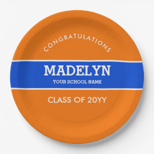 Assiettes En Carton Plaque papier de graduation personnalisée orange 