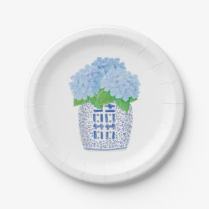 Assiettes En Carton Plaque Papier de la Chinoiserie Blue Hydrangea