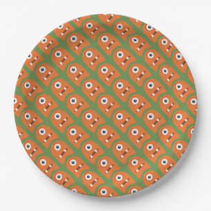 Assiettes En Carton Plaque Papier de Monstres Orange