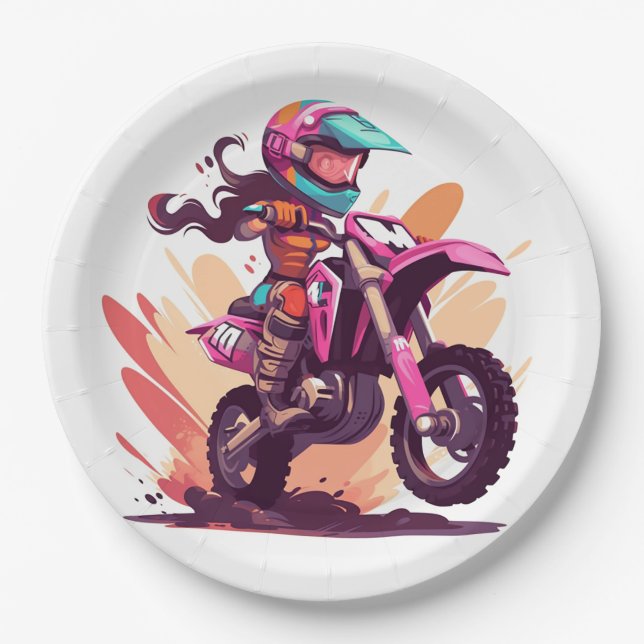 Assiettes En Carton Plaque Papier de Motocross (Devant)