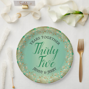 Assiettes En Carton Plaque papier du 36e anniversaire de Jade