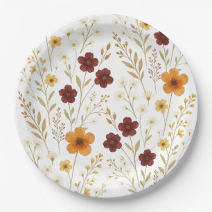 Assiettes En Carton Plaque papier élégante Fleur sauvage d'automne