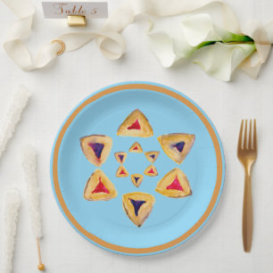 Assiettes En Carton Plaque papier en étoile Hamantaschen pour Purim