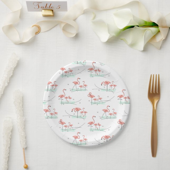 Assiettes En Carton Plaque papier Flamant rose Ocean Multi (Mariage)