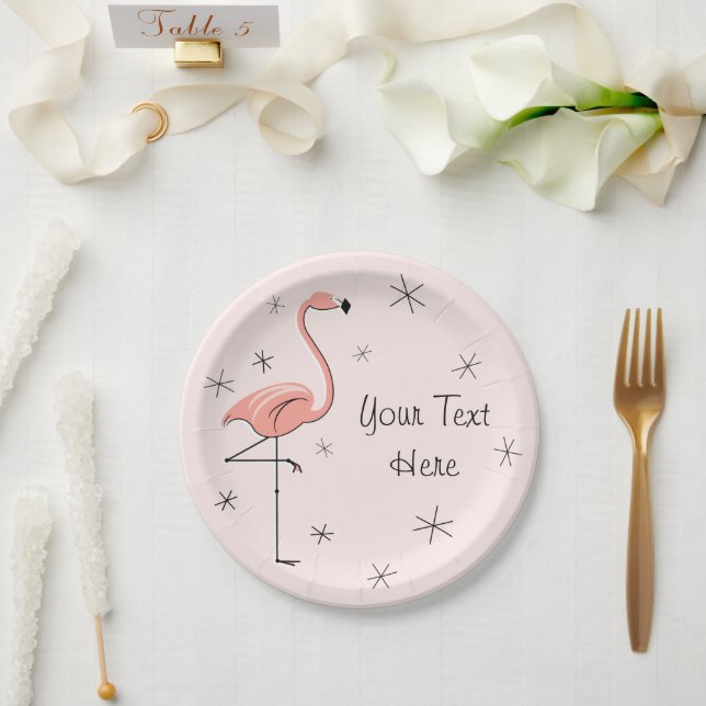 Assiettes En Carton Plaque papier Flamant rose rose (Mariage)