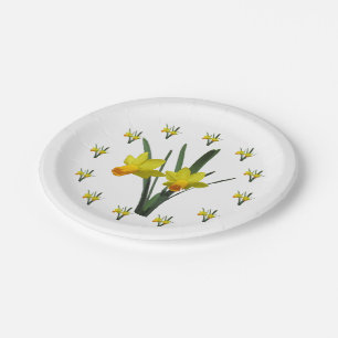 Assiettes En Carton Plaque papier - Fleurs de jonquille
