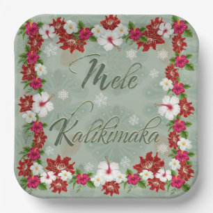 Assiettes En Carton Plaque papier Hawaiian Mele Kalikimaka
