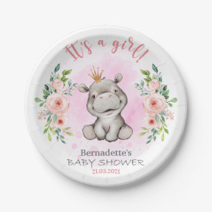 Assiettes En Carton Plaque papier Hippo baby shower mignonne