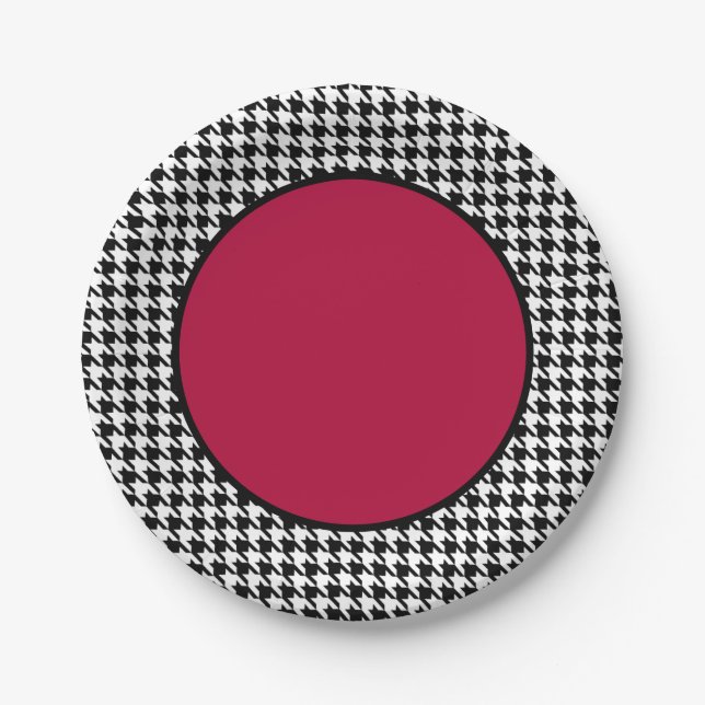 Assiettes En Carton Plaque papier Houndstooth (Devant)