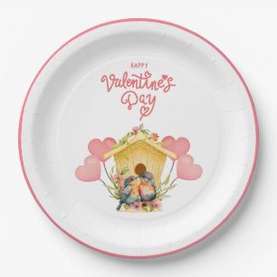 Assiettes En Carton Plaque papier Lovebird Valentine's Day