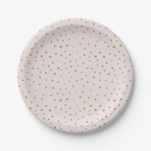 Assiettes En Carton Plaque papier Motif Blush & Gold Mod Pois