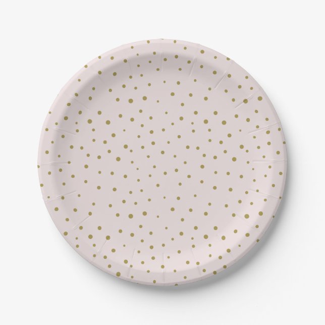Assiettes En Carton Plaque papier Motif Blush & Gold Mod Pois (Devant)