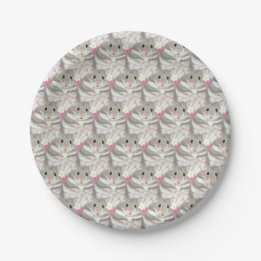 Assiettes En Carton Plaque papier Motif Gris et blanc Hamster