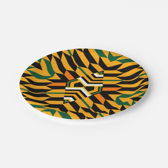 Assiettes En Carton Plaque papier Motif Kente moderne (Angle)