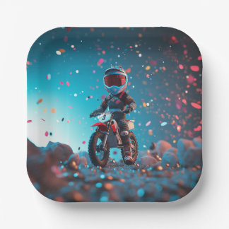 Assiettes En Carton Plaque papier moto | Fête d'anniversaire