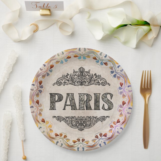 Assiettes En Carton Plaque papier Paris (Mariage)