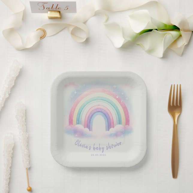 Assiettes En Carton Plaque Papier Pastel Rainbow | Baby shower (Mariage)
