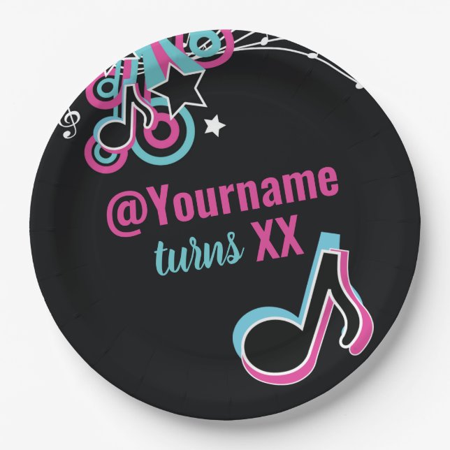 Assiettes En Carton Plaque papier Pink & Blue Ado Dance Party (Devant)