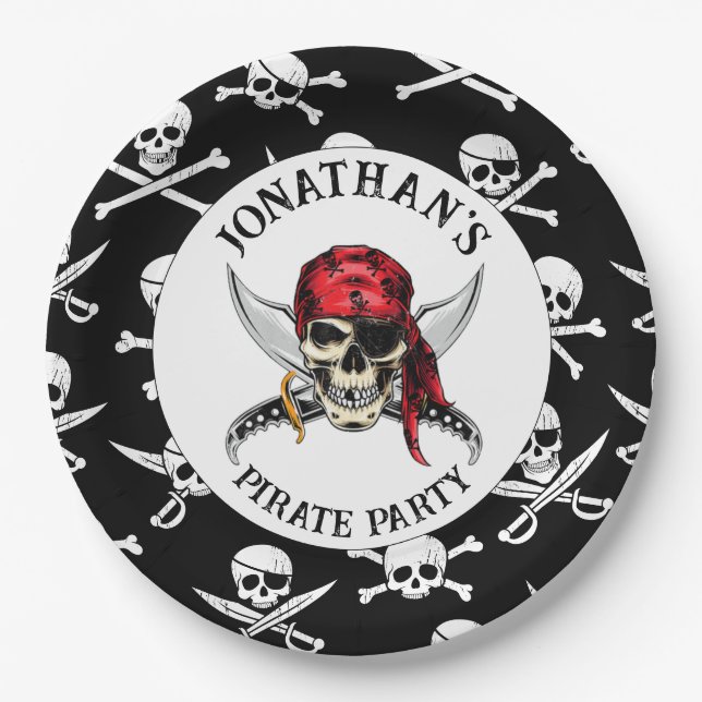 Assiettes En Carton Plaque Papier PIRATE (Devant)