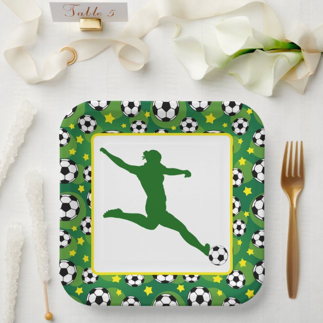 Assiettes En Carton Plaque papier pour filles de soccer (Mariage)