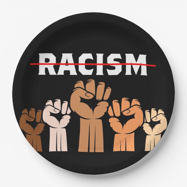 Assiettes En Carton Plaque papier pour mettre fin au racisme (Devant)