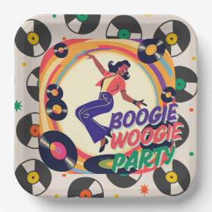 Assiettes En Carton Plaque papier Retro Boogie Woogie Party