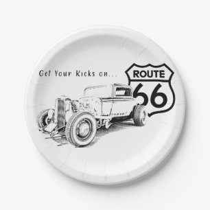 Assiettes En Carton Plaque papier Route 66