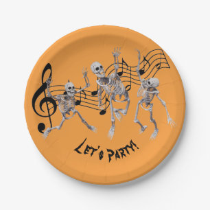 Assiettes En Carton Plaque papier Skeleton Dance Party