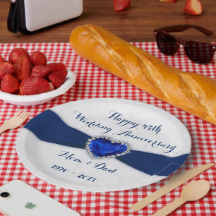 Assiettes En Carton Plaque papier Soft Damask 45e anniversaire Mariage