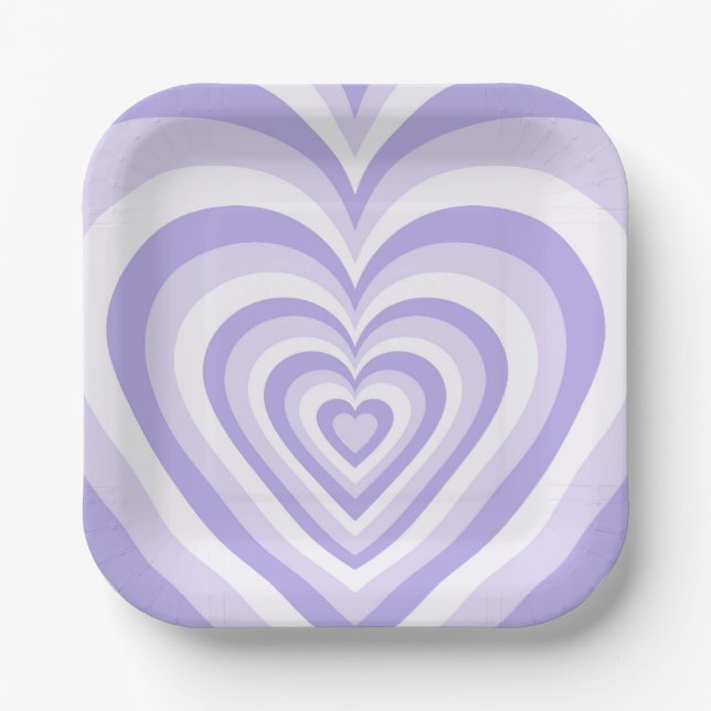 Assiettes En Carton Plaque papier super Retro Hippie Purple Coeur (Recto)