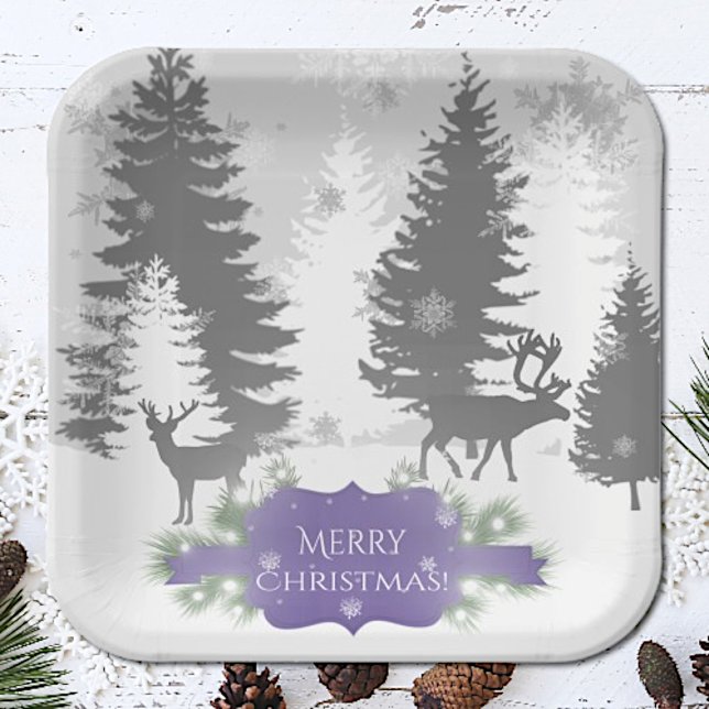 Assiettes En Carton Plaque papier Winter Wonderland - violet (Purple Winter Wonderland Christmas Paper Plates)