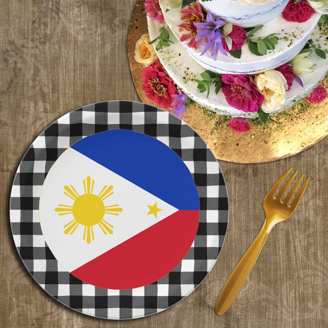 Assiettes En Carton Plaque philippine, plaid de buffle et drapeau phil (Créateur téléchargé)