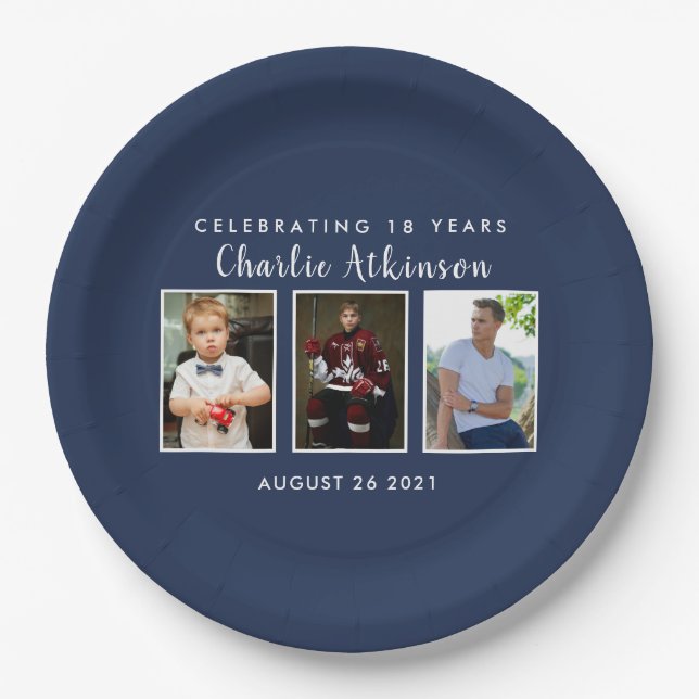 Assiettes En Carton Plaque photo 18e anniversaire (Devant)
