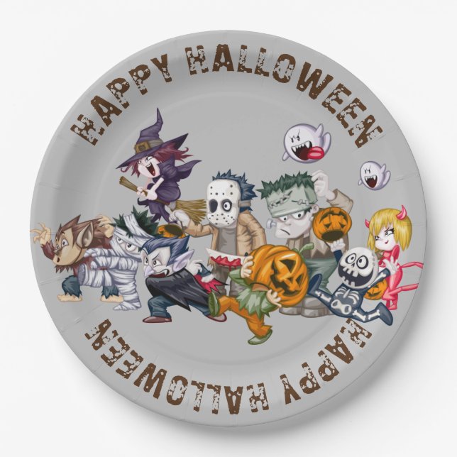 Assiettes En Carton Plaque ronde Halloween (Devant)
