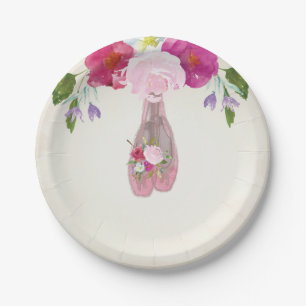 Assiettes En Carton Plaque rose Floral Ballerina Premier Anniversaire