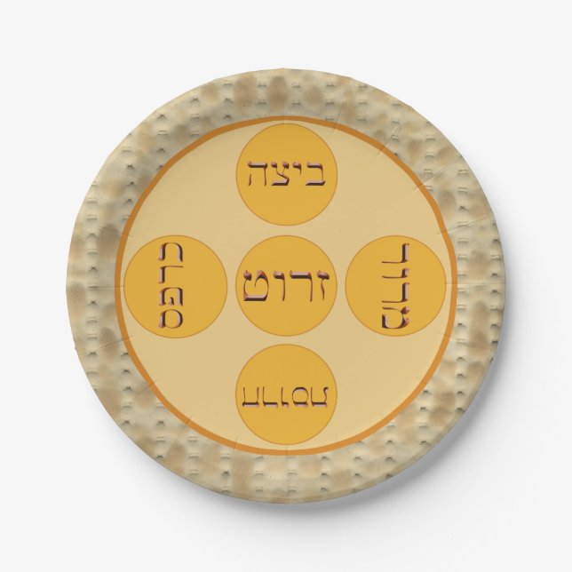 Assiettes En Carton Plaque Seder avec bordure Matzoh (Devant)
