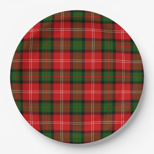 Assiettes En Carton Plaque vert rouge tartan MacKintosh (Devant)