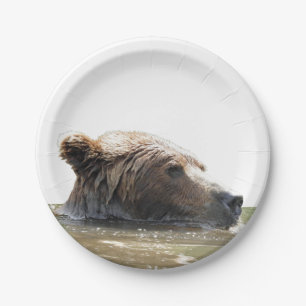 Assiettes En Carton Plaques à papier 7" avec l'ours gris