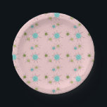 Assiettes En Carton Plaques à papier atomiques iconiques roses de<br><div class="desc">Ce motif atomique iconique rose de plaque à papier de Starbursts comporte les starbursts atomiques iconiques. C'est exact ! La vieille école, la première Madame Pink a coloré l'arrière - plan avec des taches d'or est le contexte parfait pour la turquoise vibrante, le céleri calmant, et les cercles colorés de...</div>