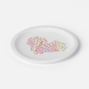 Assiettes En Carton Plaques à papier bienvenues de coeur (beaucoup de
