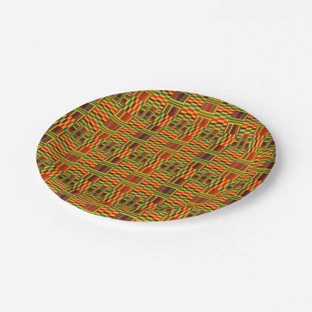 Assiettes En Carton Plaques à papier colorées de Kente (Angle)
