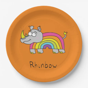 Assiettes En Carton Plaques à papier d'arc-en-ciel de rhinocéros de
