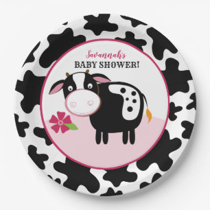 Assiettes En Carton Plaques à papier de baby shower de vache à ferme