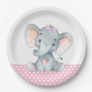 Assiettes En Carton Plaques à papier de baby shower d'éléphant de bébé