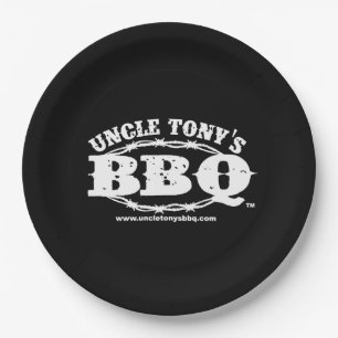 Assiettes En Carton Plaques à papier de BBQ d'oncle Tony avec le logo