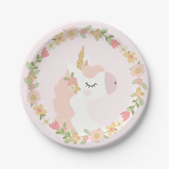 Assiettes En Carton Plaques A Papier De Fete D Anniversaire De Licorne Zazzle Fr