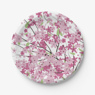 Assiettes En Carton Plaques à papier de fleurs de cerisier